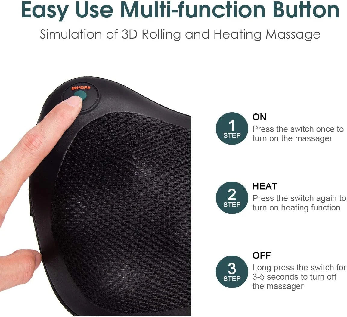 Shiatsu Back and Neck Massager with Heat, Deep Tisctric Massage Pillow for Back,Shoulders,Legs,Foot,Body Musclesue Kneading